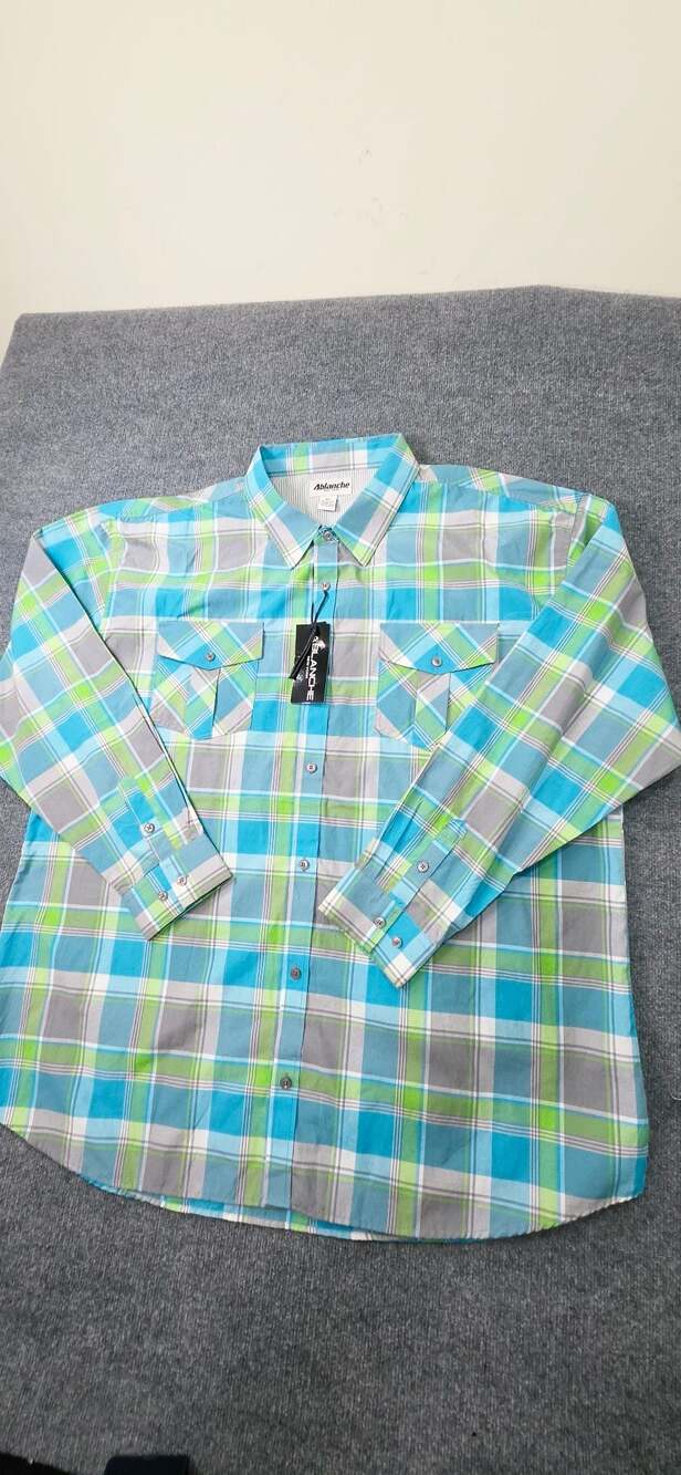 Ablanche New York Men's Long Sleeve Plaid Button-Down Shirt